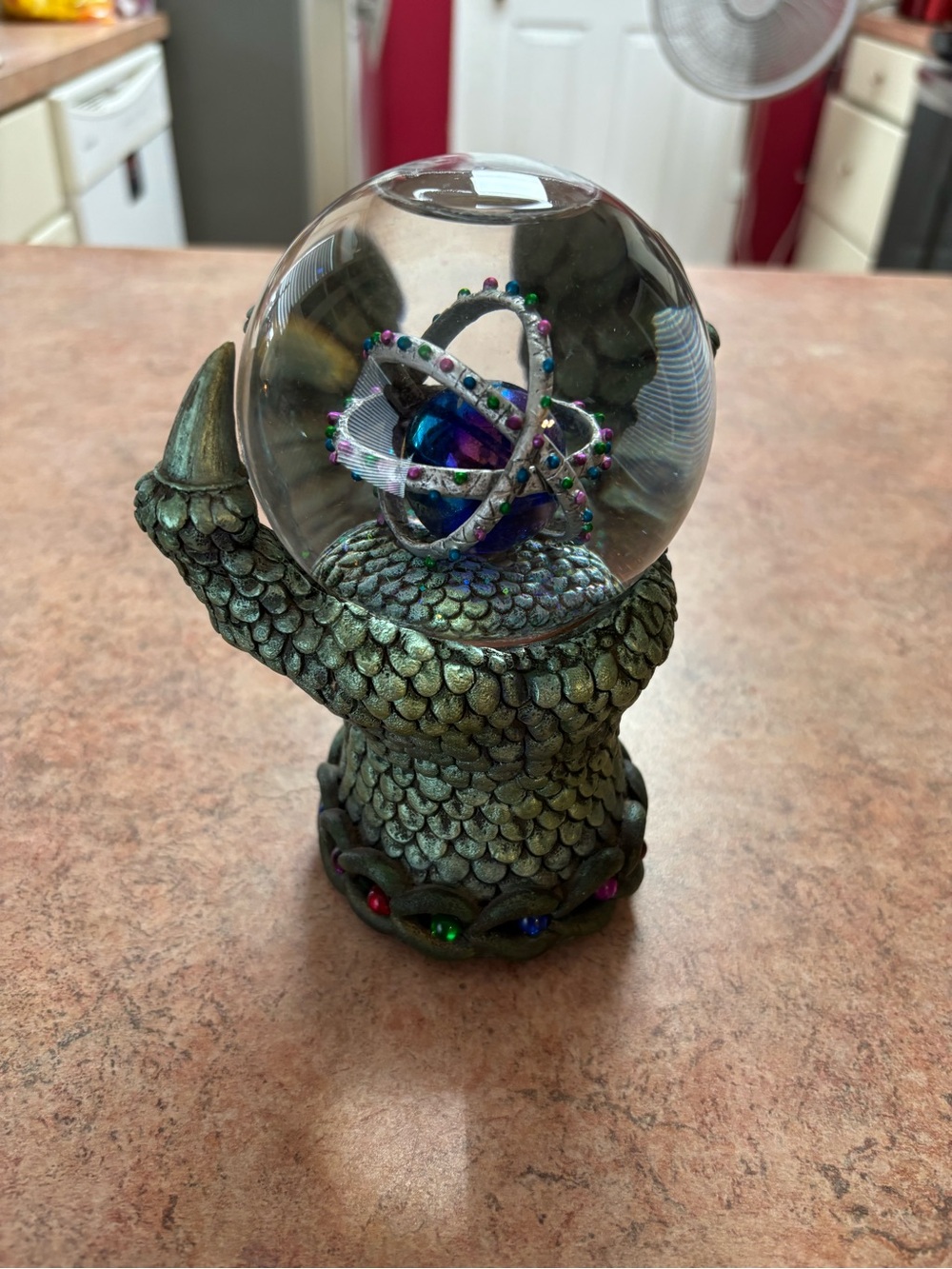 Vintage Rare Marjorie Sarnat Dragon Claw Orb Snow Globe - music box